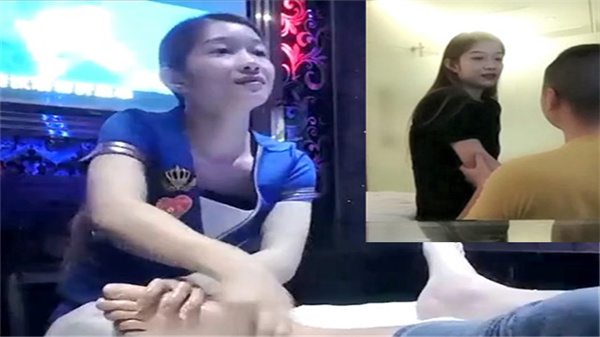 足浴包房调戏性感女技师，按摩到一半她主动骑上来求欢